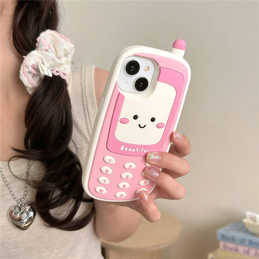 For iPhone 15 Silicone Case Cute Smile Face Phone Style Shockproof Durable Phone Cover