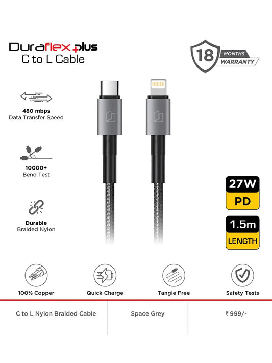 Neopack Black Duraflex Plus Nylon Braided Charging Cable