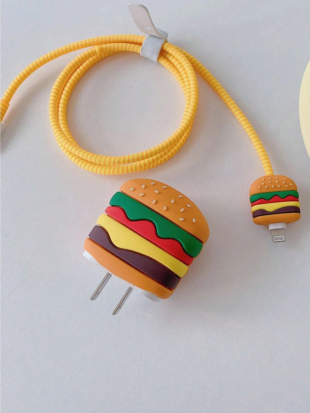 Iphone Charger Case Cover - Burger - 4 Piece Set (With Wire Protector)