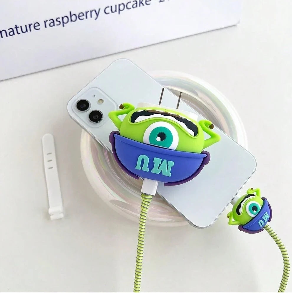 Iphone Charger Case Cover - MU Monster - 4 Piece Set (With Wire Protector)