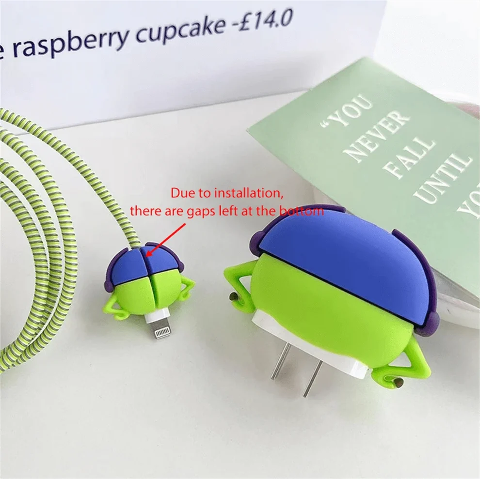 Iphone Charger Case Cover - MU Monster - 4 Piece Set (With Wire Protector)