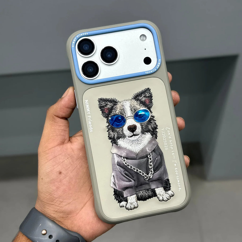 NIMMY DOG CHAIN CASE-GREY BLUE iPHONE 17 PRO AND 17 PRO MAX