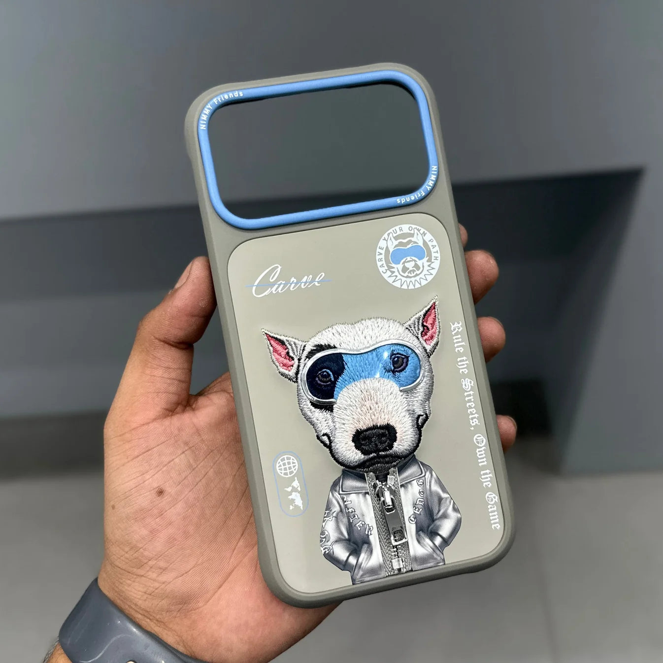 NIMMY DOG CHAIN CASE - GREY BLUE 2.0