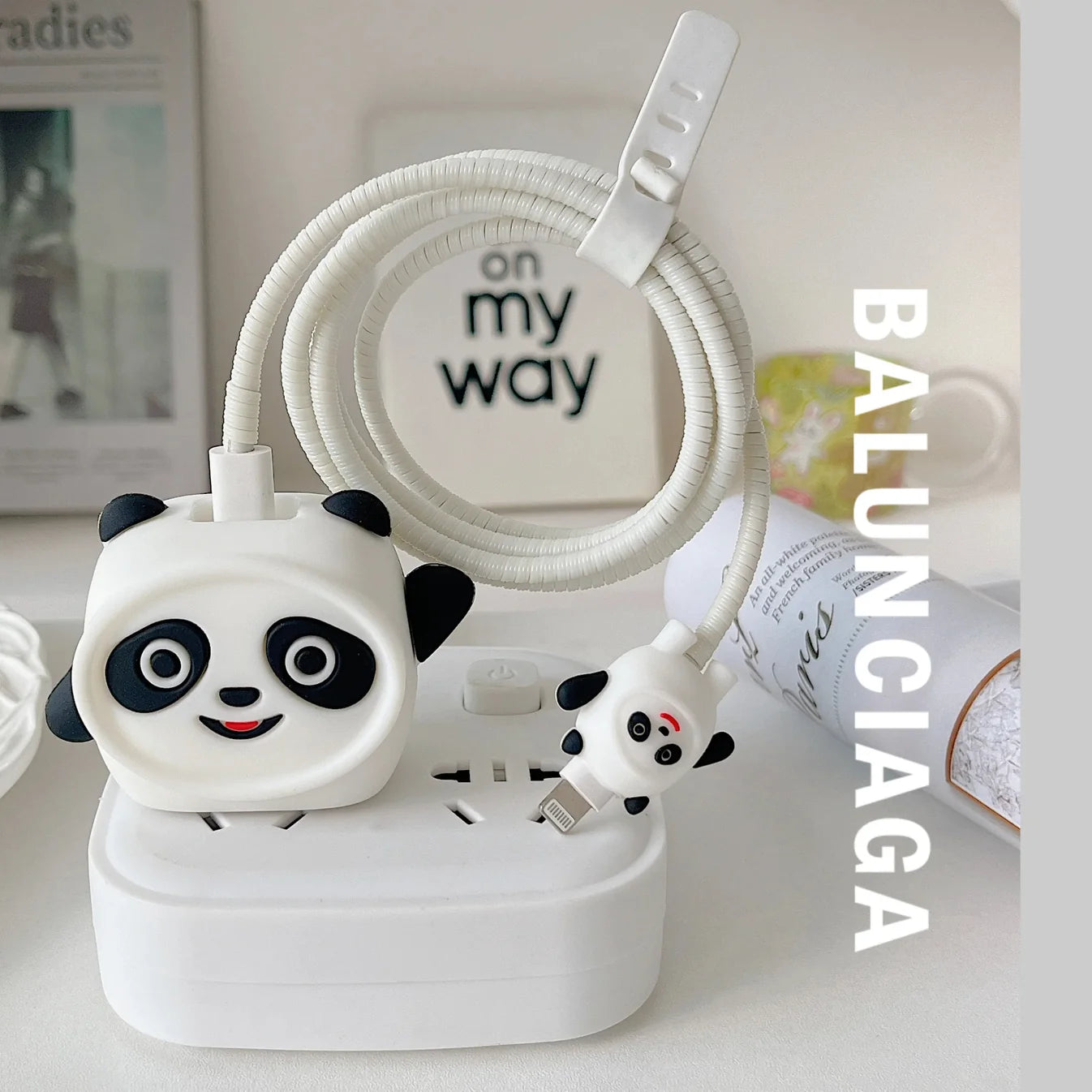 Iphone Charger Case Cover - Panda - 4 Piece Set (With Wire Protector)