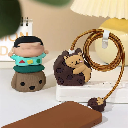 Iphone Charger Case Cover - Cookie Bear - 4 Piece Set (With Wire Protector)Iphone Charger Case Cover - Cookie Bear - 4 Piece Set (With Wire Protector)