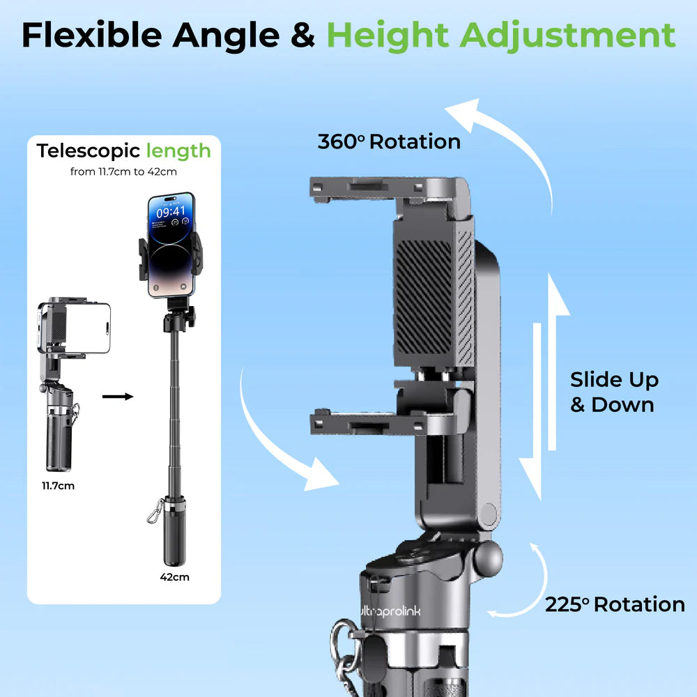 Snap-Z   Two   Ultra-Compact   World’s   Smallest   13cm   Selfie   Stick   &   Tripod   |Folds   to   just   130mm   and   weighs   only   194g   |Works   seamlessly   with   Android   8+   and   iOS   14+   devices|