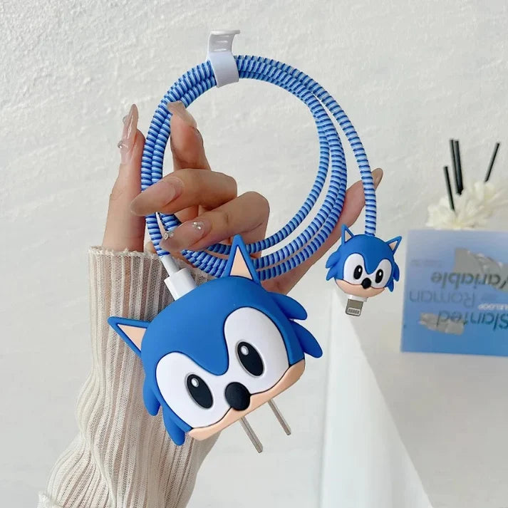 Iphone Charger Case Cover - Sonic the Hedgehog - 4 Piece Set (With Wire Protector)