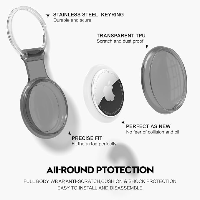 Apple AirTags, Waterproof & Dustproof & Anti-Collision Cover Airtag Black