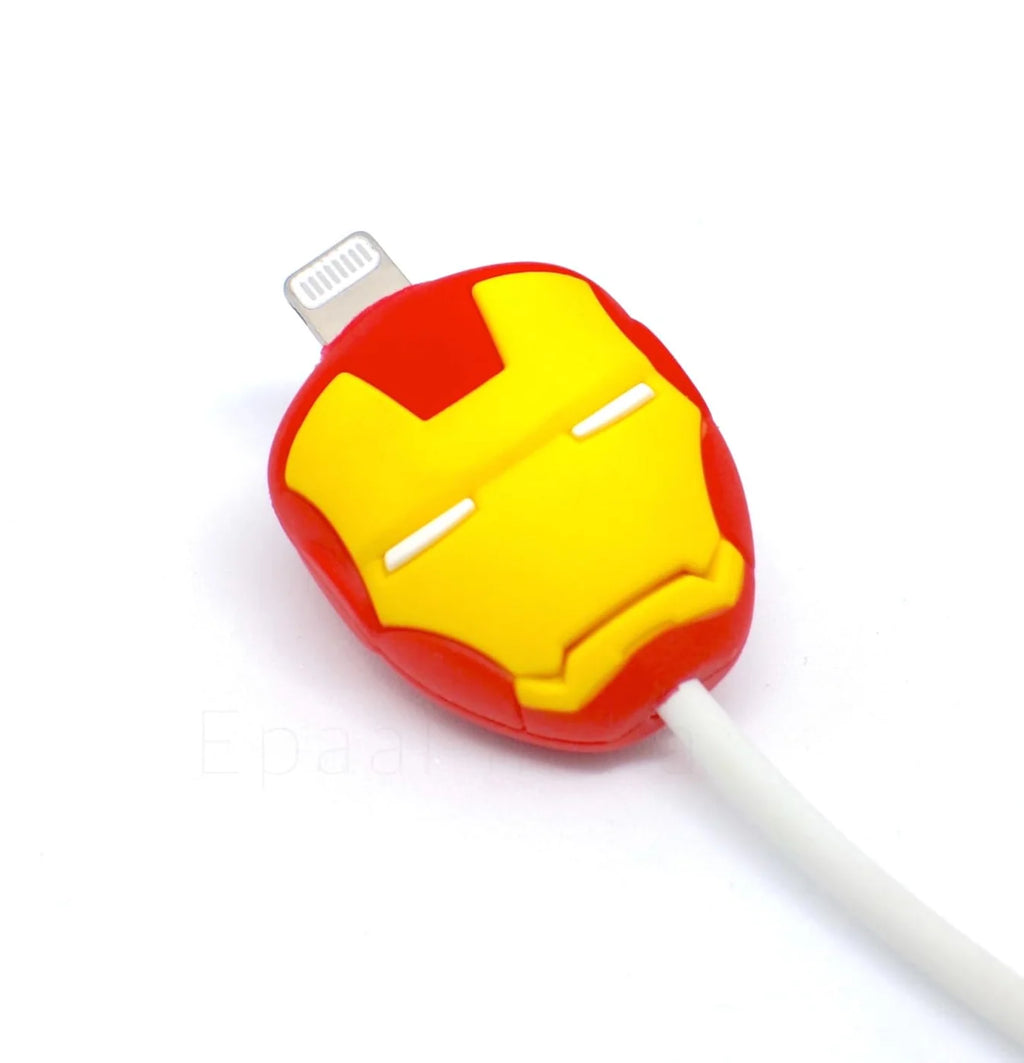 Iphone Charger Case Cover - Ironman - 4 Piece Set (With Wire Protector)