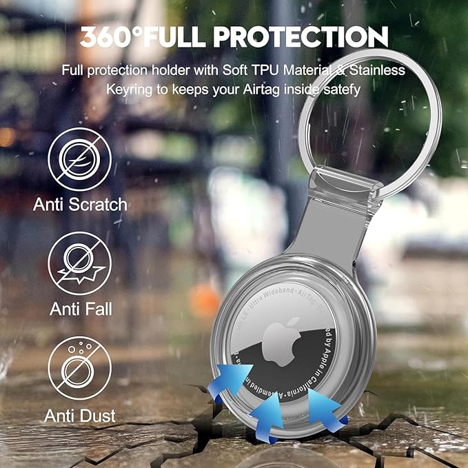 Apple AirTags, Waterproof & Dustproof & Anti-Collision Cover Airtag Black