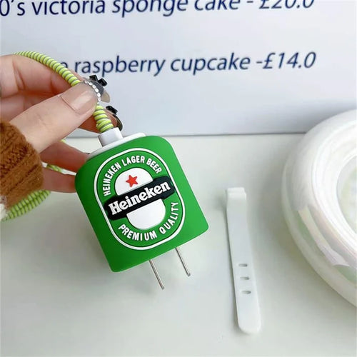 Iphone Charger Case Cover - Beer Can - 4 Piece Set (With Wire Protector)