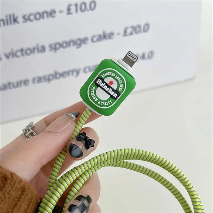 Iphone Charger Case Cover - Beer Can - 4 Piece Set (With Wire Protector)