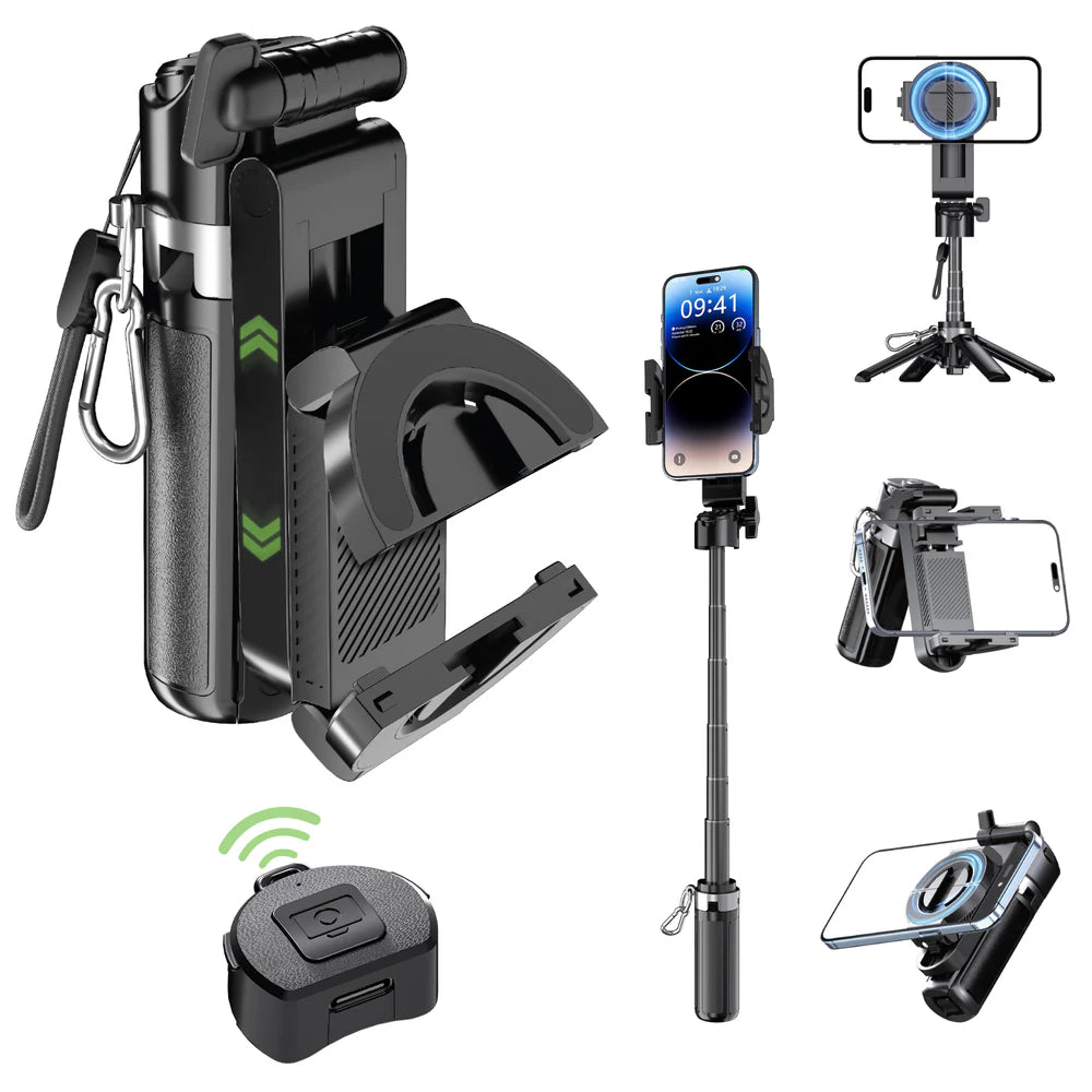 Snap-Z   Two   Ultra-Compact   World’s   Smallest   13cm   Selfie   Stick   &   Tripod   |Folds   to   just   130mm   and   weighs   only   194g   |Works   seamlessly   with   Android   8+   and   iOS   14+   devices|