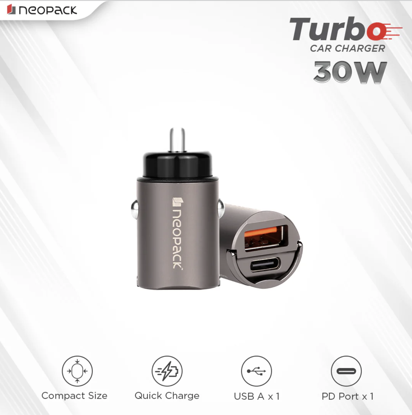 30W Dual Port Turbo Car Charger (Space Grey)