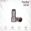 66W Dual Port QC 3.0 Turbo Car Charger with USB-C @ 36W & USB-A @ 30W (Space Grey)