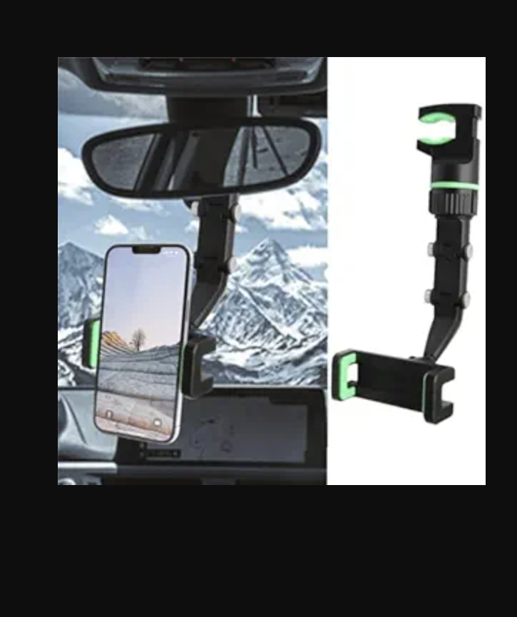 Rearview Mirror Phone Holder for Car, 360° Car Mirror Bracket, All Universal Mobile Phones & GPS Holder, Rotatable Retractable Cell Phone Automobile Cradles for Vehicles