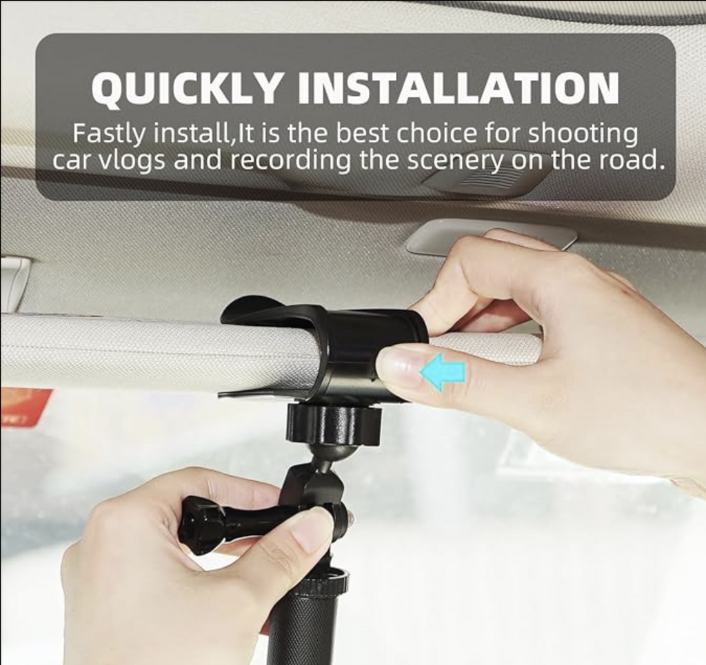 SHOPEE Car Sun Visor Mount for Insta360 X5 X4 X3, Car Mount Inside Holder with Phone Clip for DJI Osmo Pocket 3/360 Action 5 Pro 4 3/Xtra Muse, Go-Pro POV Mount Vlog/Video Smartphone Accessories Visit the SHOPEE Store