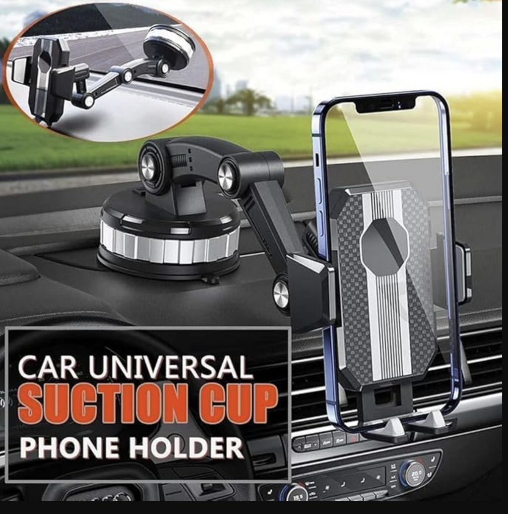 BKN Multifunction Adjustable Car Suction Cup Mobile Phone Holder Navigation Easy Clamp Hands-Free Universal Fit for All Dashboard-Windshield iPhone 14 13 12 Pro Max, Samsung Galaxy S23 All Phones