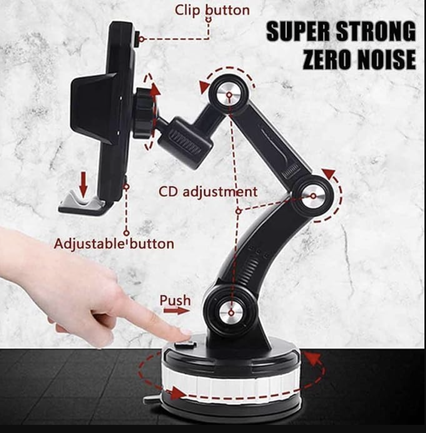 BKN Multifunction Adjustable Car Suction Cup Mobile Phone Holder Navigation Easy Clamp Hands-Free Universal Fit for All Dashboard-Windshield iPhone 14 13 12 Pro Max, Samsung Galaxy S23 All Phones