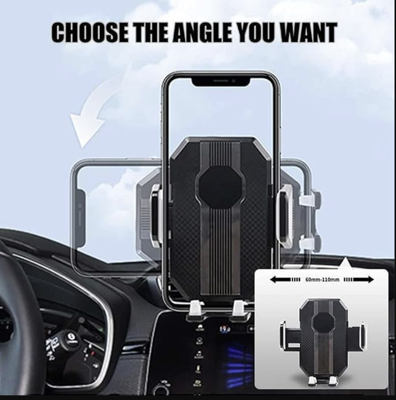 BKN Multifunction Adjustable Car Suction Cup Mobile Phone Holder Navigation Easy Clamp Hands-Free Universal Fit for All Dashboard-Windshield iPhone 14 13 12 Pro Max, Samsung Galaxy S23 All Phones