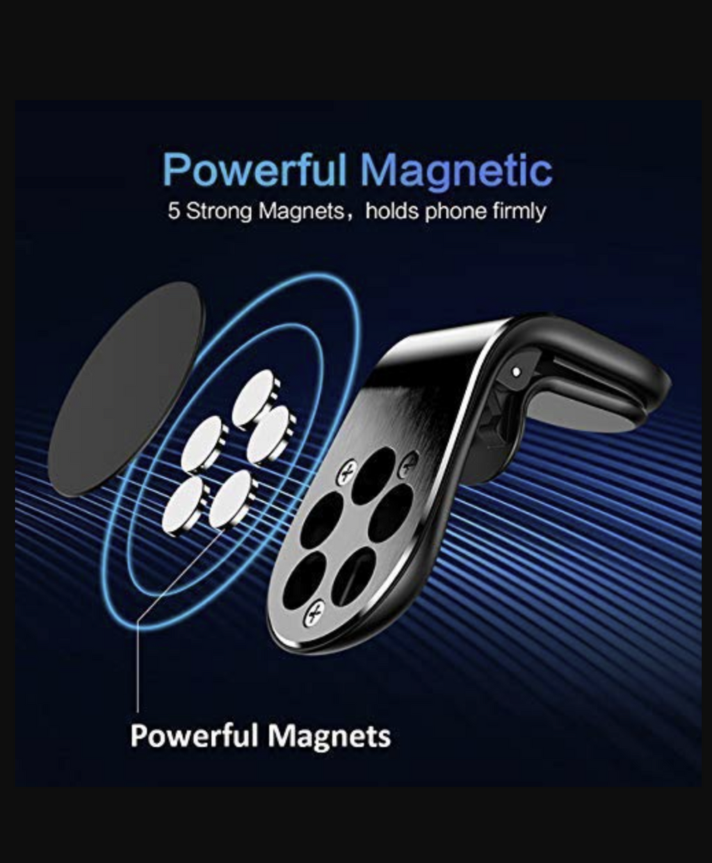 Mini Magnetic Car Dashboard Mount Mobile Phone Holder with Metal Body(Black)