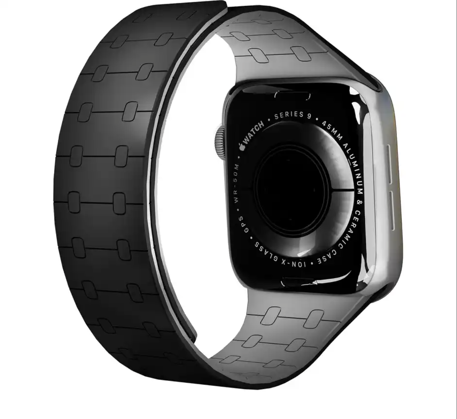 Watch Strap  DailyObjects (42/44/45/46/49/Series10 46mm) Black Velour Snap On WatchBand