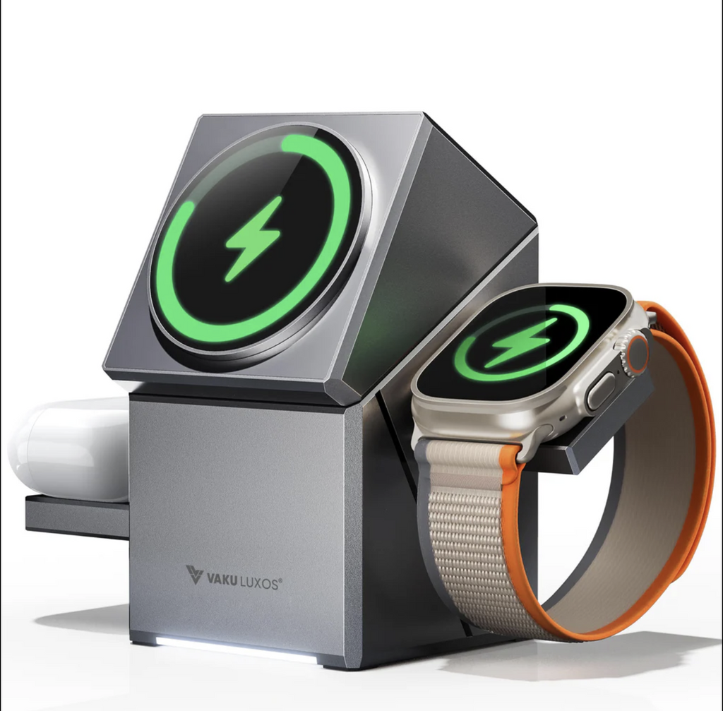 Vaku Luxos ® 3-in-1 Gyro Charge 23W Magnetic Wireless MagSafe Charger for iPhone, AirPods & iWatch Series