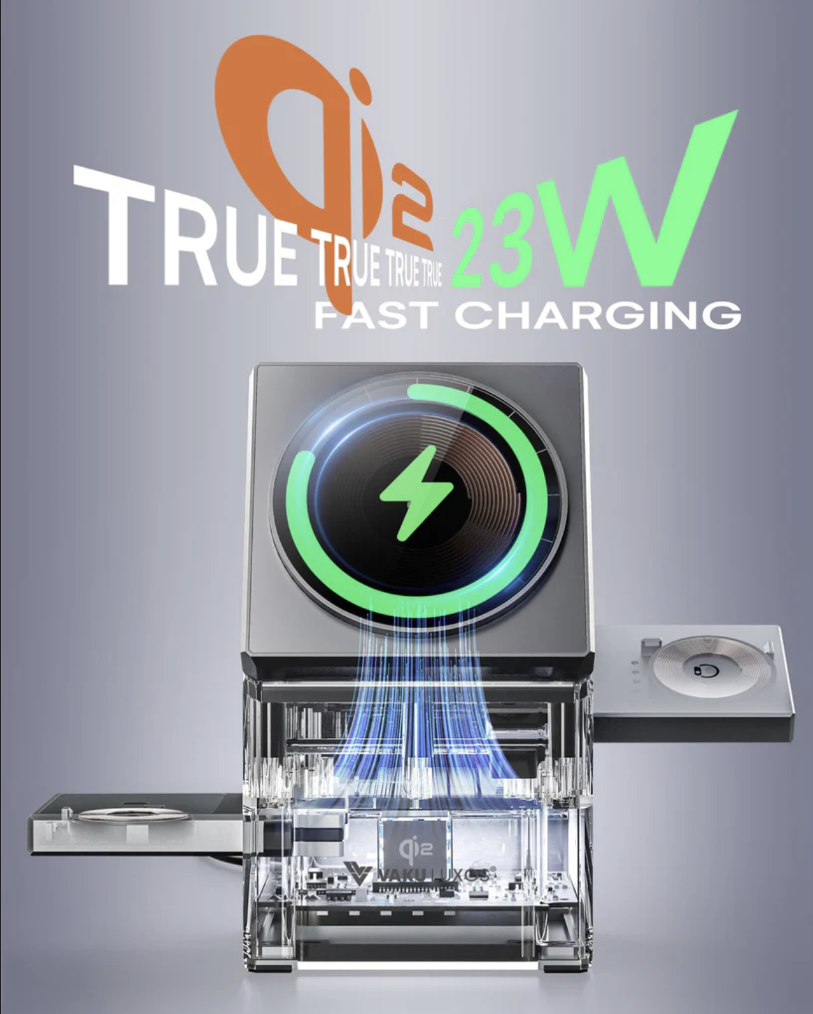 Vaku Luxos ® 3-in-1 Gyro Charge 23W Magnetic Wireless MagSafe Charger for iPhone, AirPods & iWatch Series