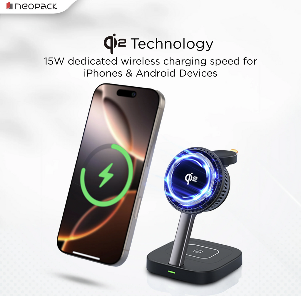 ICEMag 3in1 Wireless Charger Qi2 with Cryocore Cooling Technology, 22.5W Fast Charging (Black)
