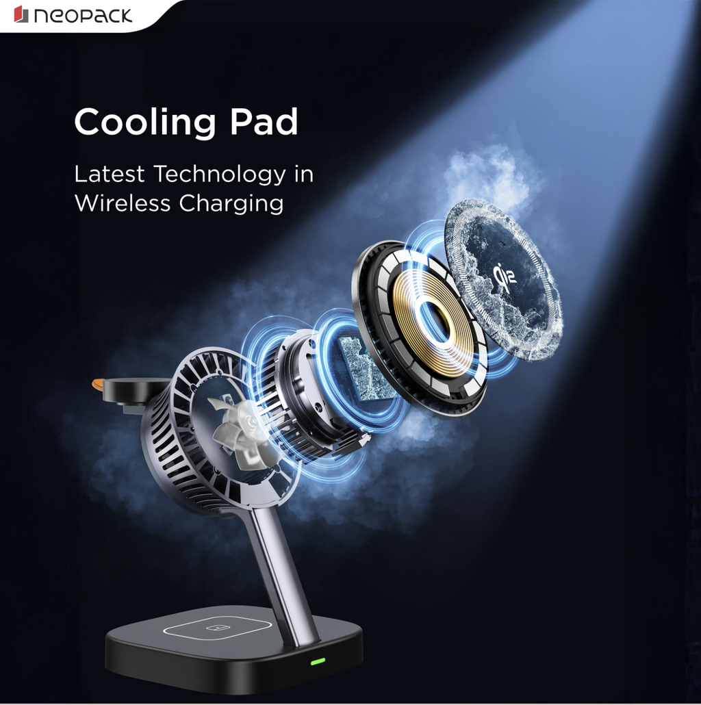 ICEMag 3in1 Wireless Charger Qi2 with Cryocore Cooling Technology, 22.5W Fast Charging (Black)