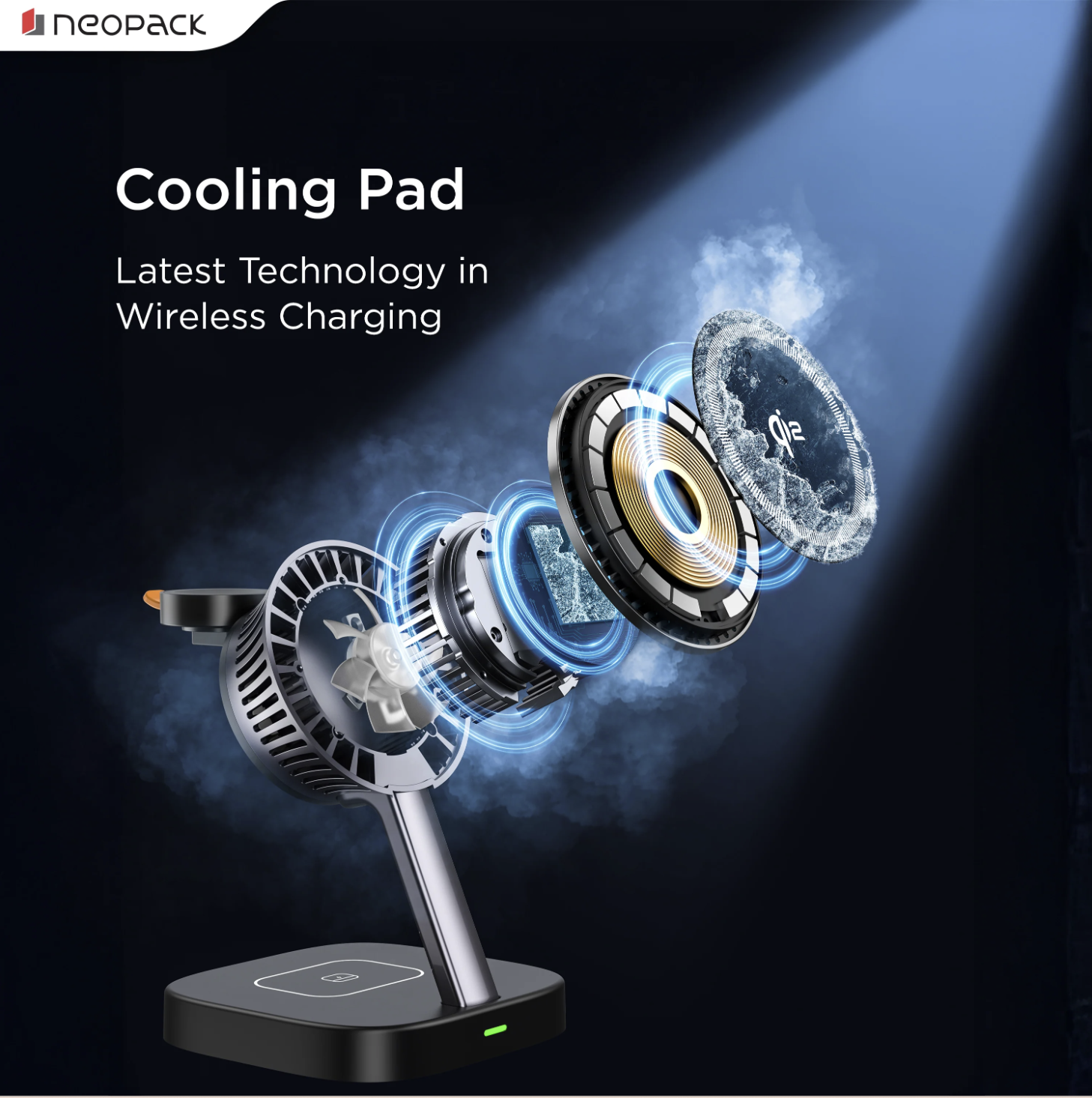ICEMag 3in1 Wireless Charger Qi2 with Cryocore Cooling Technology, 22.5W Fast Charging (Black)