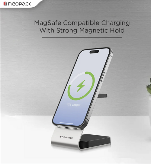 3 IN One Wireless Charging Stand 15W Compatible With iPhone, Apple Watch & Airpod (Silver)