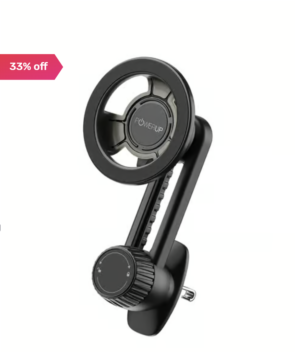 Powerup Magnetic Car Mount with 360¿ Rotation, Phone Holders for Car - Black