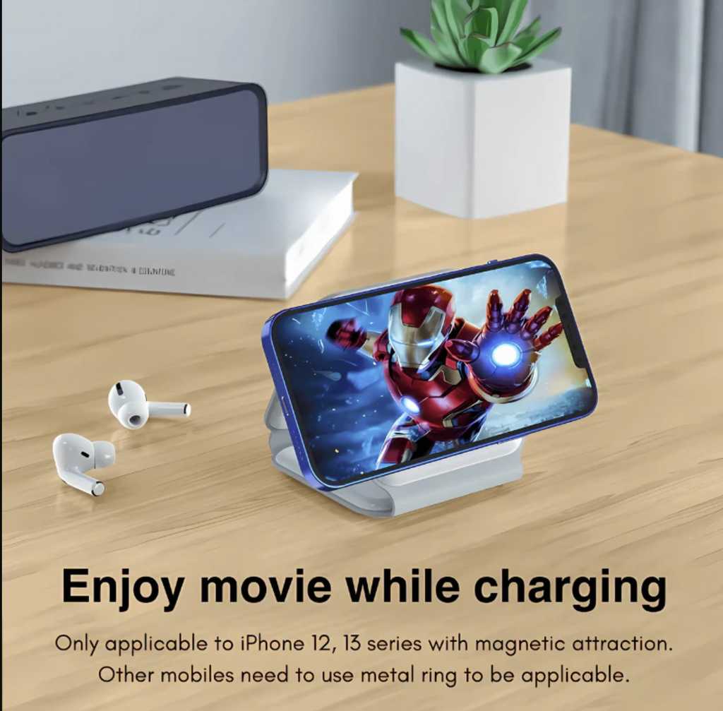 MagTrio: 3-in-1 Foldable MagSafe & Qi2 Compatible Wireless Charger with 15W Fast Charging for iPhone, AirPods & Apple Watch