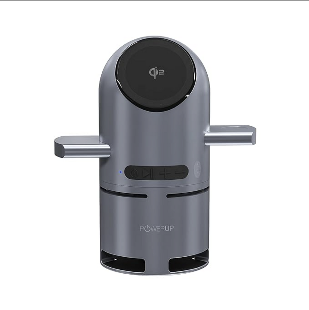 POWERUP by GRIPP Multi-Functional 3IN1 Wireless Charger with Bluetooth Speaker, 15W Fast Charging, 5W Bluetooth Surround Sound Speaker, Strong Mag-Safe Alignment for iPhone, AirPods &