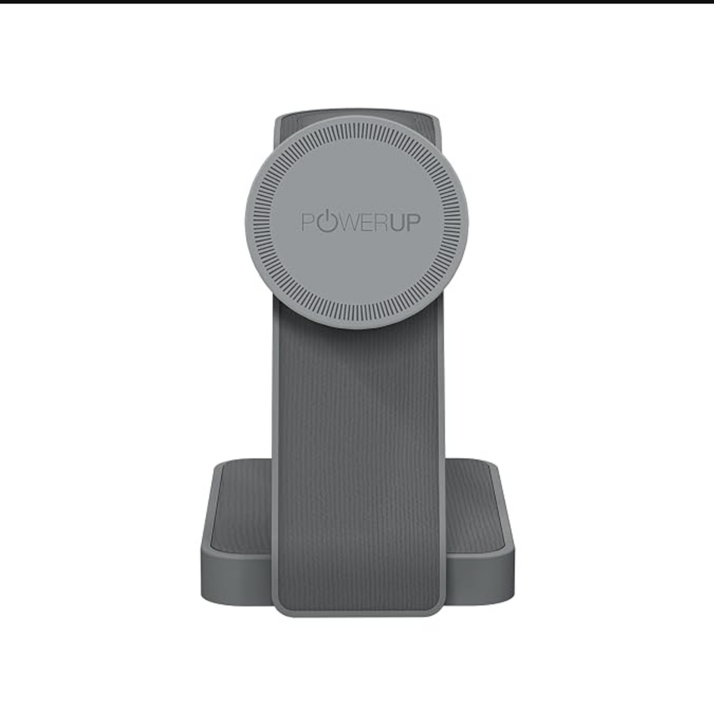 POWERUP by GRIPP 3IN1 Foldable Travel Mag-Safe Wireless Charger with Nightlight for iPhone, AirPods & Watch, Fast Charging, Mag-Safe Alignment, 3 Light Modes, Travel-Friendly Foldable Design - Grey