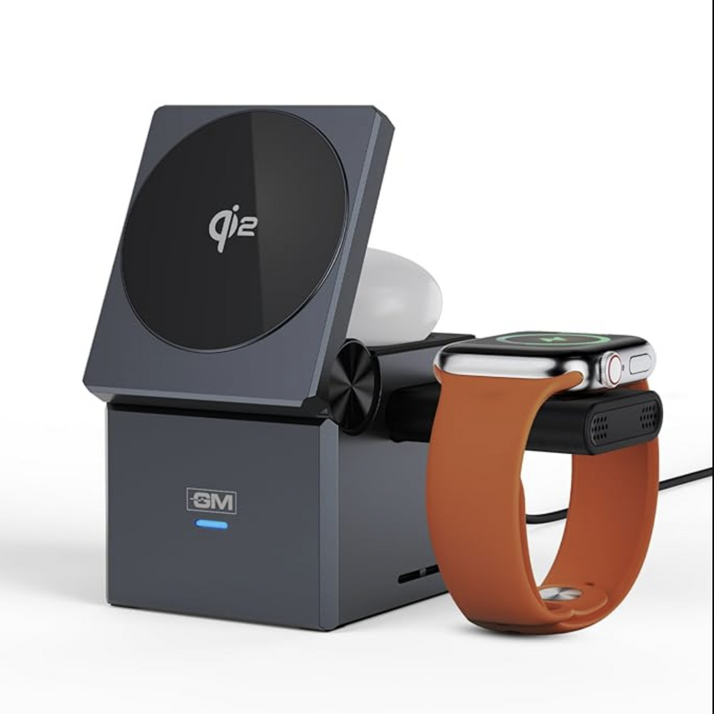 VVV iSmart Qi2 3-in-1 Cube Wireless Charger |Fast Charging for iPhone 12/13/14/15/16/17, AirPods Pro/3/2, All Apple Watch Series, Advanced Qi2 Technology, Compact Size, Detachable Watch Module