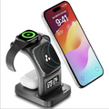 Ambrane 22.5W Magnetic Magsafe 3In1 Wireless Charger for 16/16 +/16 Pro/16 Pro Max, iPhone 15/15 Plus/15 Pro/15 Pro Max, 14/13/12, Airpods 3rd/2nd gen, Series 9/8/7/6/5/4/SE (Aerosync Trio -Black)