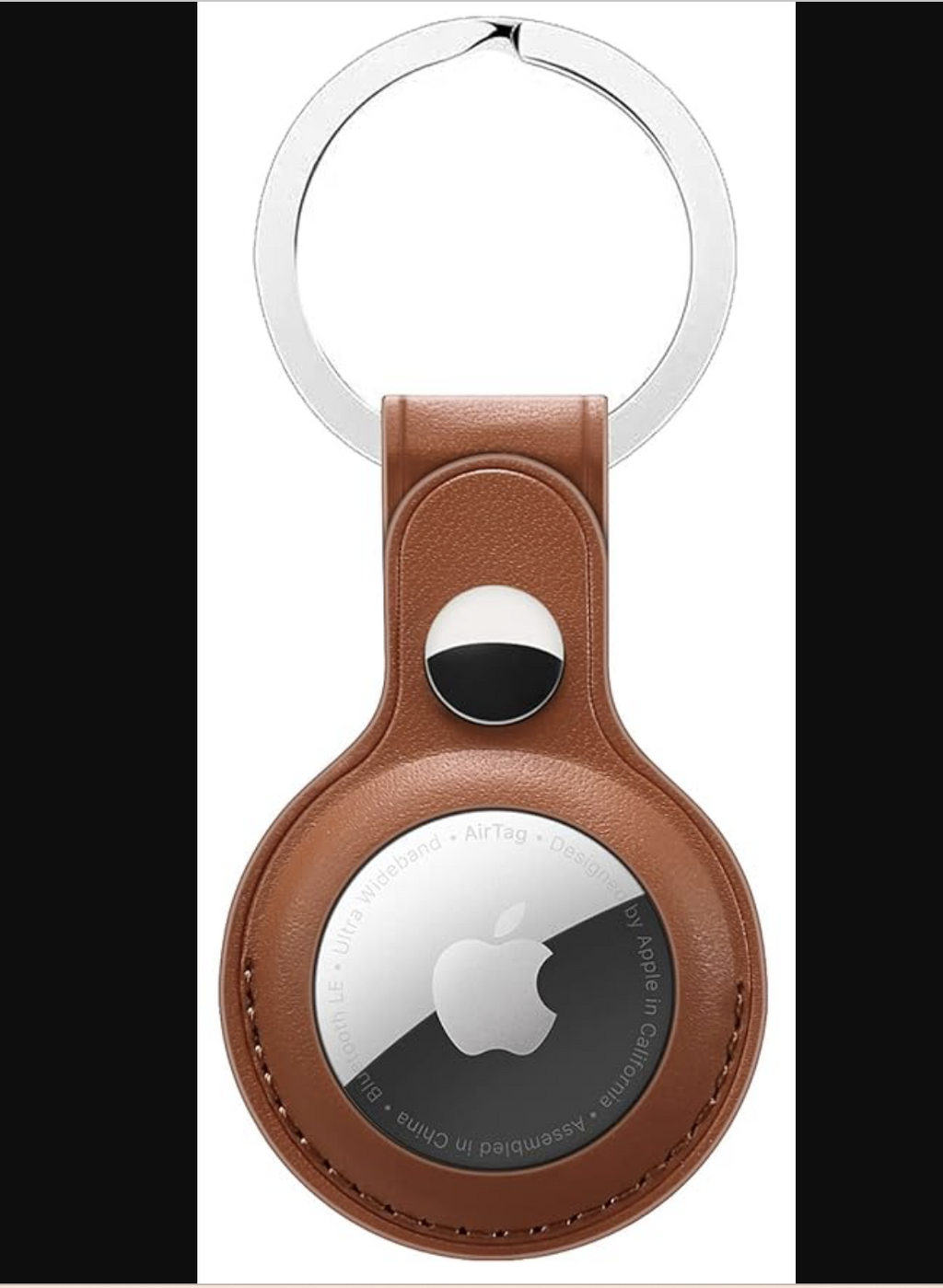 PU Leather Protective Key Ring Case Cover Compatible for Apple AirTag (Brown)