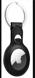 PU Leather Protective Key Ring Case Cover Compatible for Apple AirTag (Black)