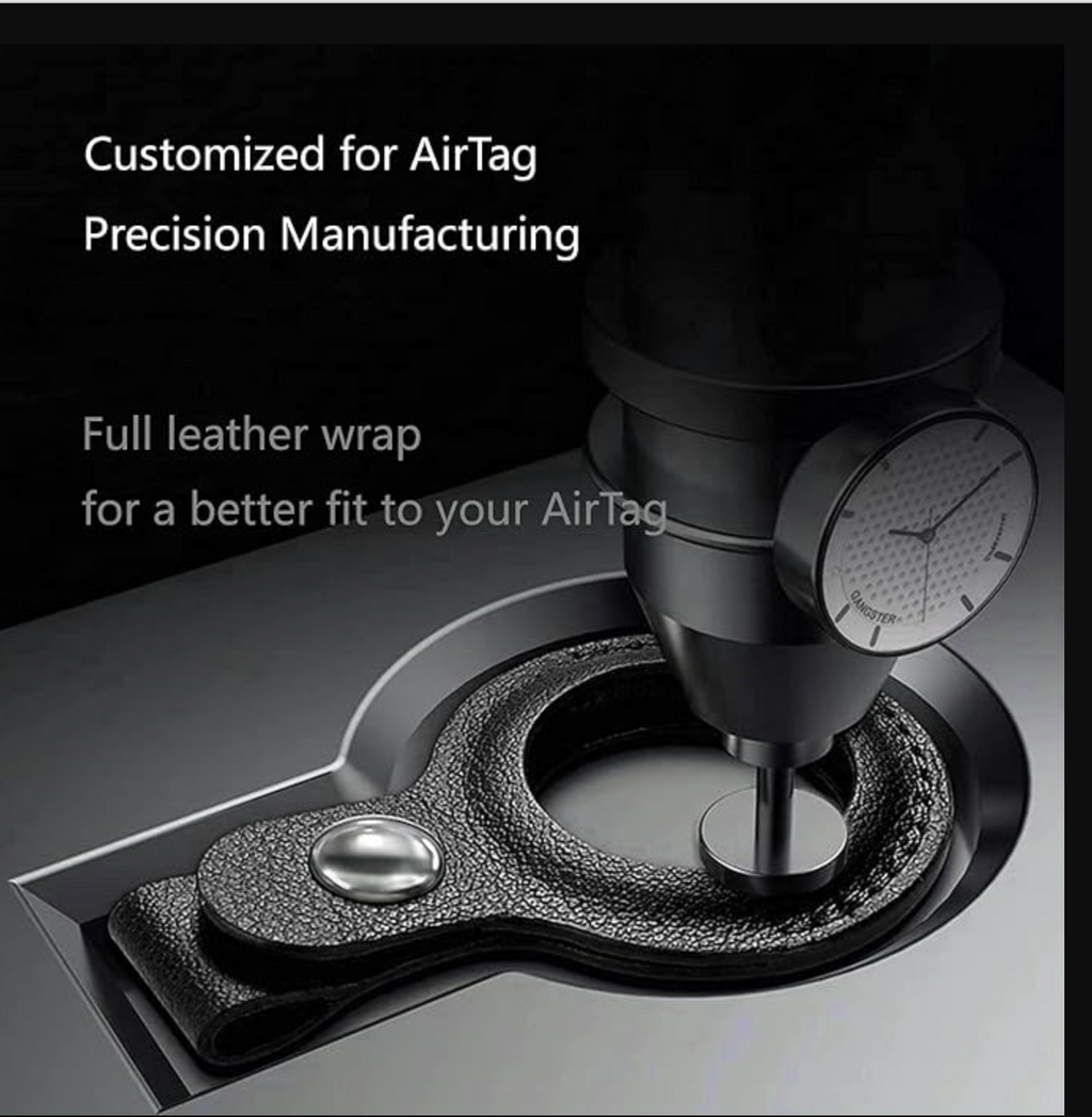 PU Leather Protective Key Ring Case Cover Compatible for Apple AirTag (Black)