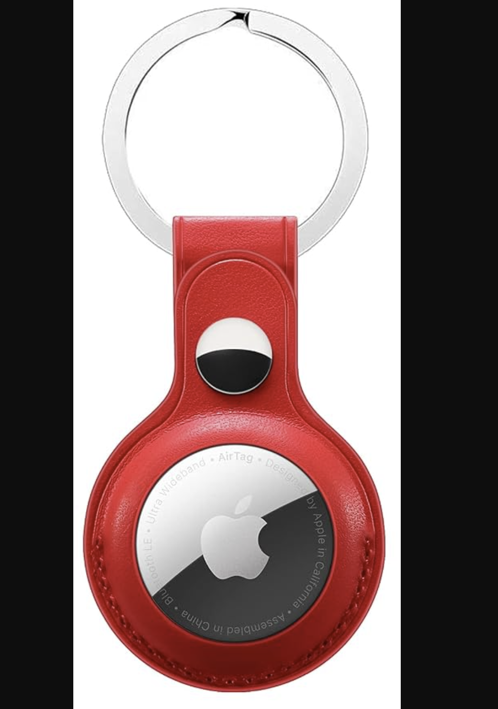 PU Leather Protective Key Ring Case Cover Compatible for Apple AirTag (RED