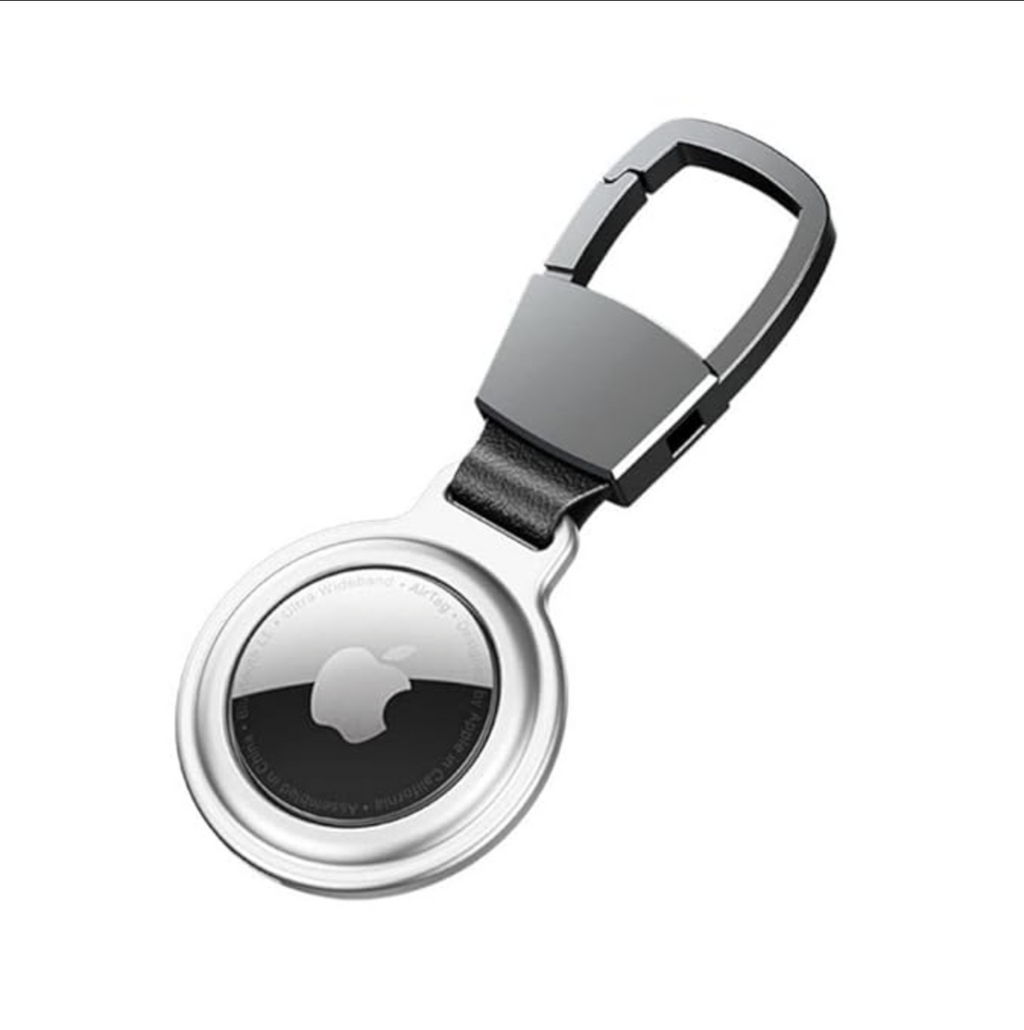 AirTag Keychain Holder with Metallic Case Compatible with Apple Airtag with Antitheft Magnetic Lock | Light
