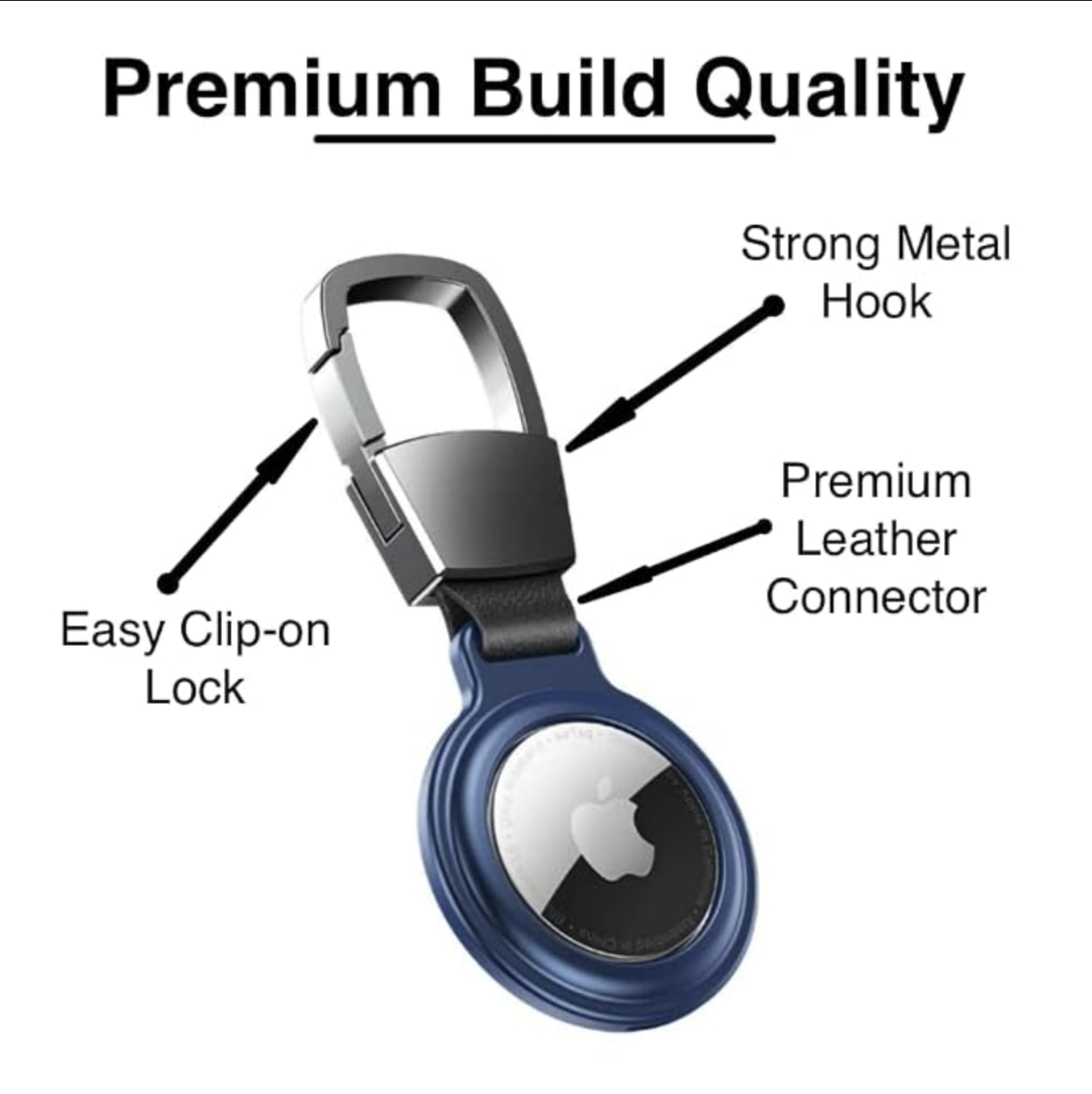 AirTag Keychain Holder with Metallic Case Compatible with Apple Airtag with Antitheft Magnetic Lock | Light