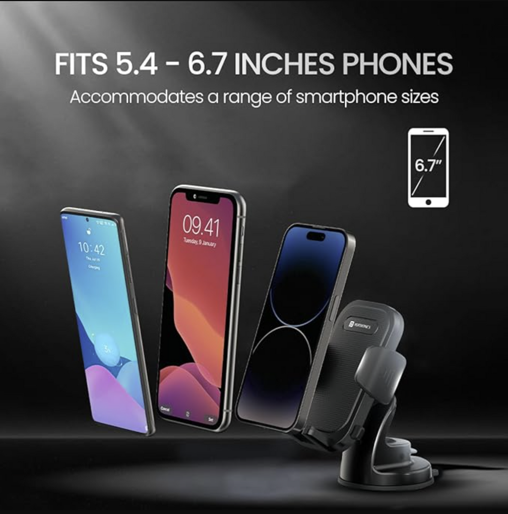 Portronics Clamp M4 Car Phone Holder Stand with 360 Degree Rotation, Strong Grip, Suction Cup Mount,