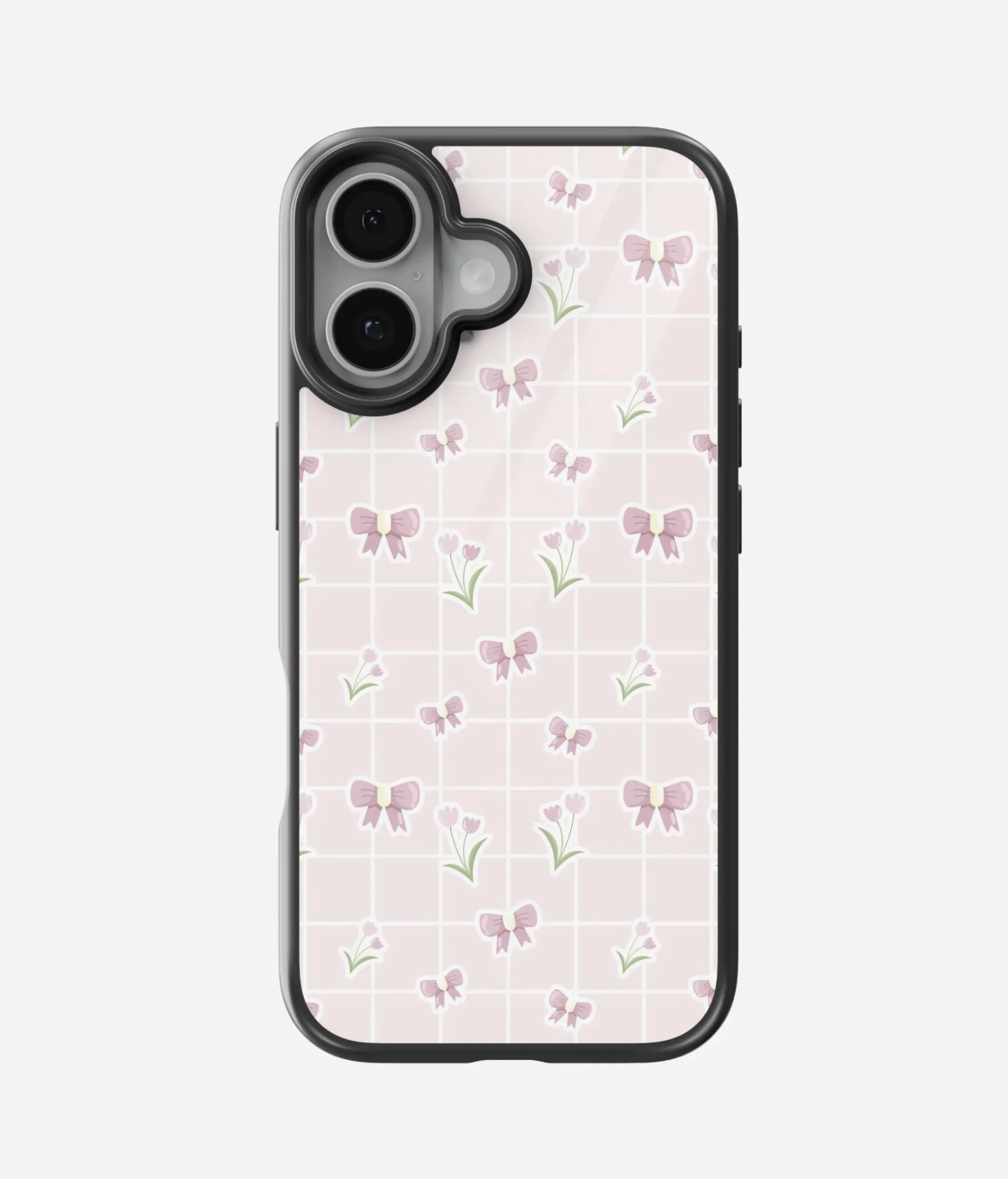 Spring   Bow   Grid   Glass   Case Custom iPhone Covers