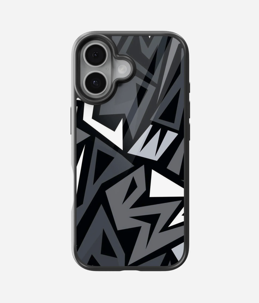 Abstract   Black/Grey   Geometric   Pattern   Glass   Case Custom iPhone Covers