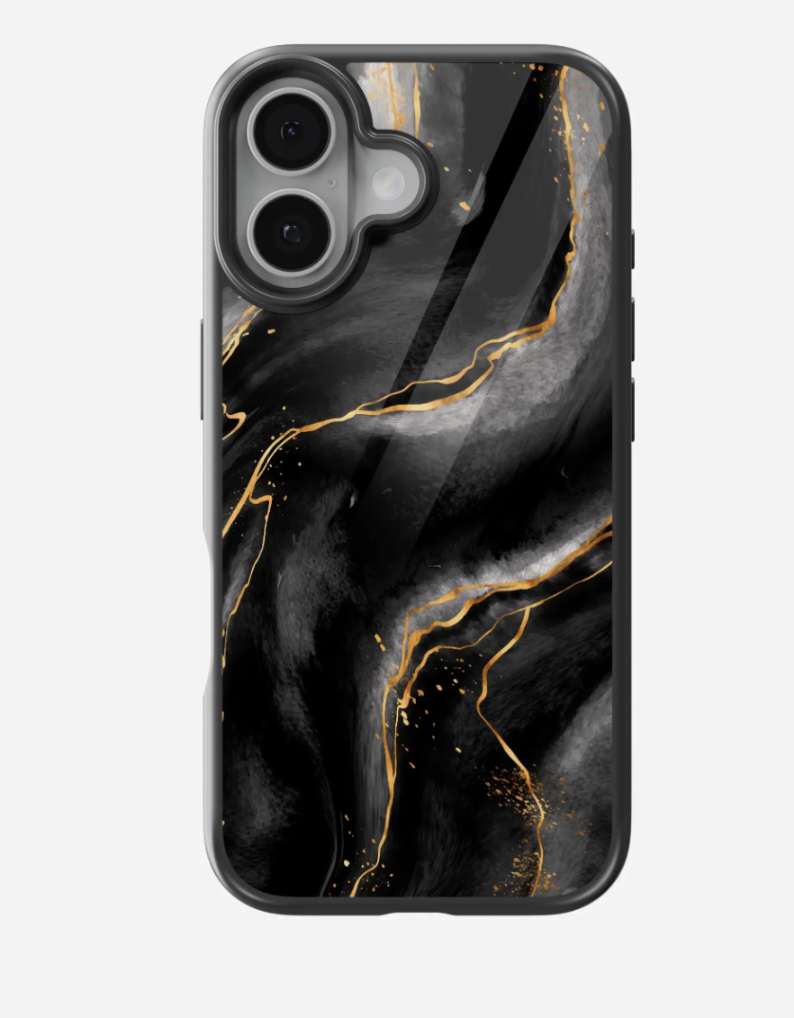 Black   Golden   Marble   Glass   Case