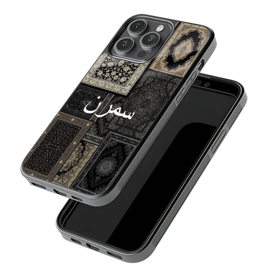 Black & Gold Patchwork Glass Name Case