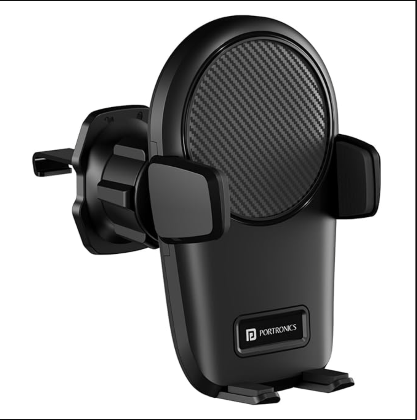 Portronics Clamp Z Car Phone Holder Stand with 360 Degree Rotation, AC Vent Mount, Strong Grip, Single Hand Use, Shockproof Build, Mobile Stand for Car
